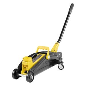 low profile floor jack, 2 ton (4400 lbs) capacity, steel racing floor jack with stands, single piston quick lift pump, hydraulic trolley car lift for compact suvs, lifting range 5.1 12.2 inches