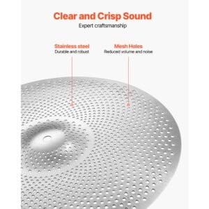 low volume cymbal pack, 4 pieces quiet cymbals for drum set, alloy cymbals drum set includes 14 inch hi hats, 16 inch crash, 18 inch crash, 20 inch ride, drumsticks & cymbal bag, bright copper
