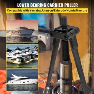 lower bearing carrier puller, compatible with yamaha, johnson, evinrude, honda, mercury, robust steel marine lower bearing puller with adjustable arms, works for lower carrier bearing removing