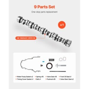 ls truck cam kit, 9 piece set, includes timing gasket, pushrods springs & seals, compatible with 1999 2013 gm gen3/4 norris trucks, fits 4.8l, 5.3l, 6.0l, 6.2l ls engines, oe 12625437 sp011 16