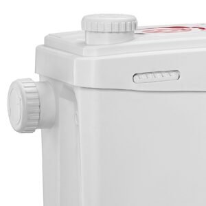 macerator pump, 1200w, 48 gpm flow, 33 ft/10 m head, macerator sewerage toilet pump with 4 water inlets, waste water disposal upflush machine for toilet, basement, shower, sink, laundry, bathtub