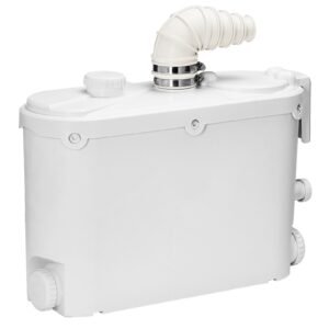 macerator pump, 500w, 29 gpm flow, 26 ft/8 m head, macerator sewerage toilet pump with 4 water inlets, waste water disposal upflush machine for kitchen, basement, shower, sink, laundry, bathtub