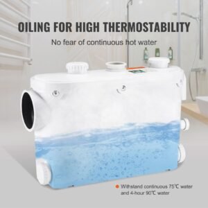 macerator pump, 500w, 29 gpm flow, 26 ft/8 m head, macerator wall hung toilet pump with 4 water inlets, waste water disposal upflush machine for toilet, basement, shower, sink, laundry, bathtub