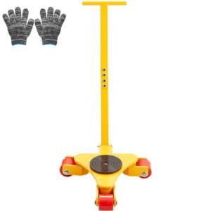 machinery skate dolly, 6614 lbs/3t industrial machinery mover with handle, carbon steel machinery moving skate with 3 360° swivel pu wheels, 360° rotation non slip cap for warehouse, workshop