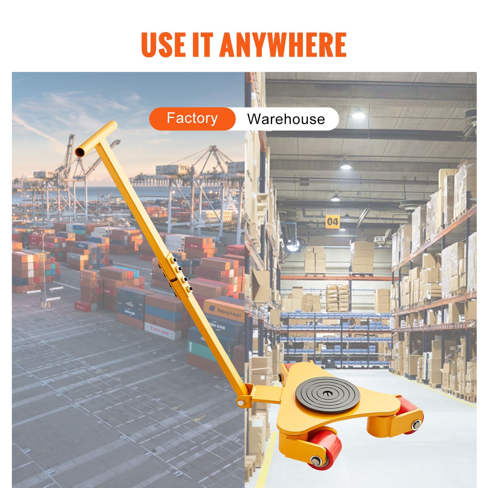 machinery skate dolly, 6614 lbs/3t industrial machinery mover with handle, carbon steel machinery moving skate with 3 360° swivel pu wheels, 360° rotation non slip cap for warehouse, workshop