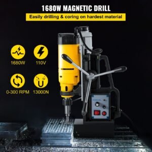mag drill, 0 300 rpm stepless speed electromagnetic drill press, 2" depth 2" dia magnetic core drill, 2922lbf boring tool drill press, 1680 watts drill press, yellow and black drill machine