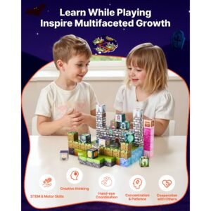 magnetic blocks, 100 pcs cemetery zombies set, magnetic building cubes for kids, stem montessori sensory toys for christmas birthday gift, construction stacking toy for 3+ years old boys & girls