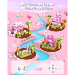 magnetic blocks, 100 pcs princess castle set, magnetic building cubes for kids, stem montessori sensory toys for christmas birthday gift, construction stacking toy for 3+ years old boys & girls