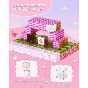 magnetic blocks, 100 pcs princess castle set, magnetic building cubes for kids, stem montessori sensory toys for christmas birthday gift, construction stacking toy for 3+ years old boys & girls