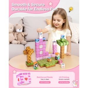 magnetic blocks, 100 pcs princess castle set, magnetic building cubes for kids, stem montessori sensory toys for christmas birthday gift, construction stacking toy for 3+ years old boys & girls