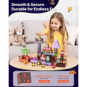 magnetic blocks, 150 pcs dark castle set, magnetic building cubes for kids, stem montessori sensory toys for christmas birthday gift, construction stacking toy for 3+ years old boys & girls
