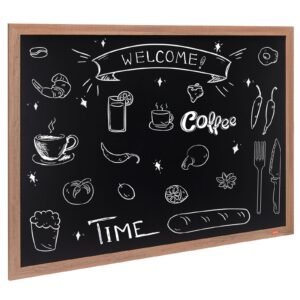 Magnetic Chalk Board, Hanging Message Signs with Chalks, Vintage Chalkboard Sign, Rustic Brown Framed Calendar and Bulletin Combo Boards, 35"x46", Kitchen, Home Decor, Wedding