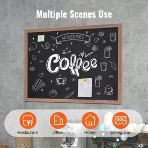 magnetic chalk board, hanging message signs with chalks, vintage chalkboard sign, rustic brown framed calendar and bulletin combo boards, 35"x46", kitchen, home decor, wedding