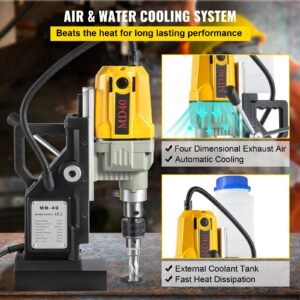 magnetic drill, 1100w 1.57" boring diameter, 2697lbf/12000n portable electric mag drill press with 12 drilling bits, 580 rpm max speed drilling machine for any surface and home improvement