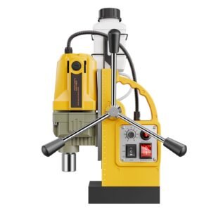 magnetic drill, 1200w motor 1.6 in boring diameter, 2810 lbf electric mag drill press, with 2 coring bits, variable speed, drilling machine for metal surface, home improvement industry, yellow