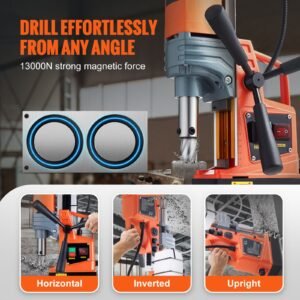 magnetic drill, 1300w motor 1.6 in boring diameter, 2810 lbf portable electric mag drill press, 810 rpm no load speed, drilling machine for metal surface, industrial and home improvement