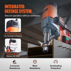 magnetic drill, 1300w motor 1.6 in boring diameter, 2810 lbf portable electric mag drill press, 810 rpm no load speed, drilling machine for metal surface, industrial and home improvement