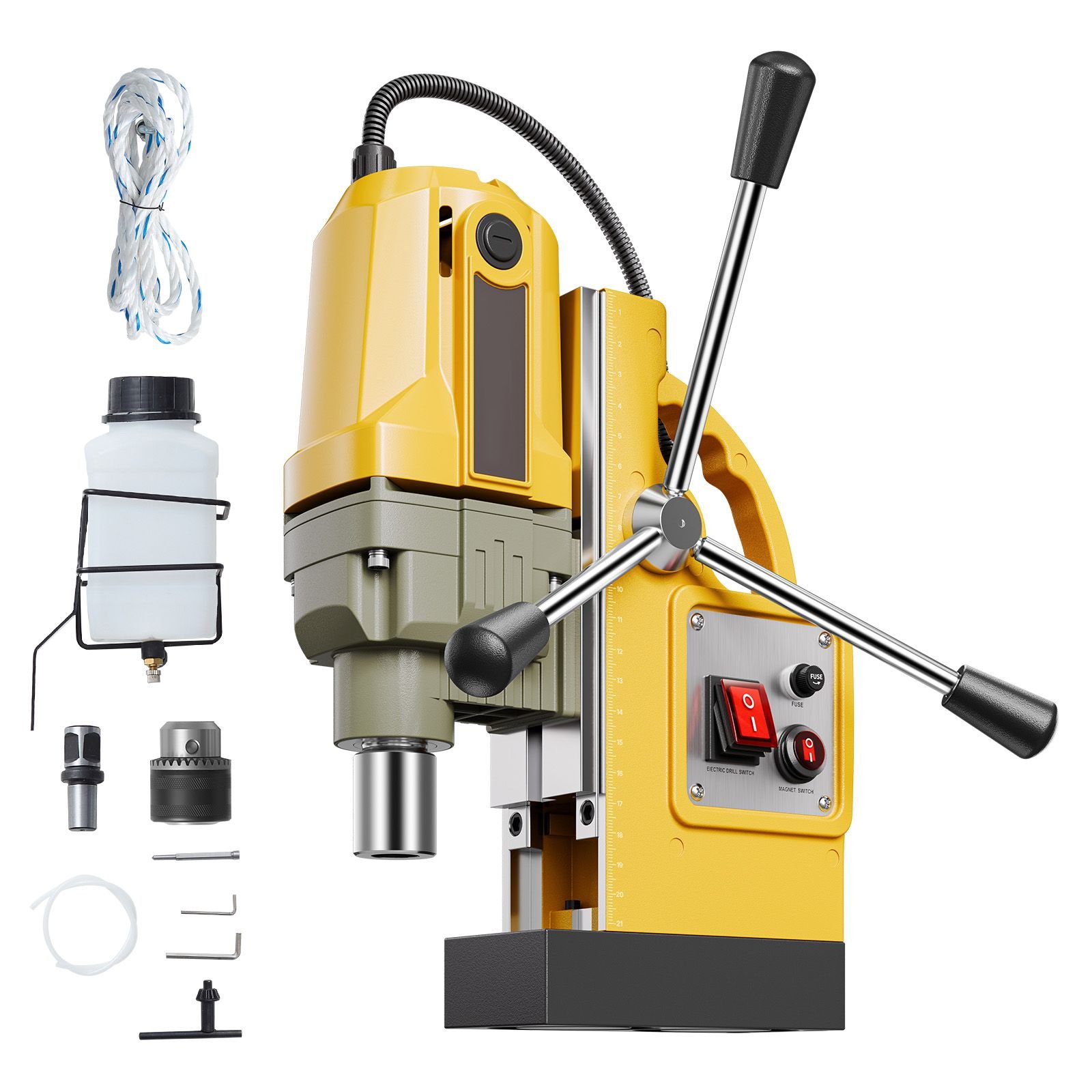 magnetic drill, 1400w motor 1.6 in boring diameter, 2810 lbf portable electric mag drill press, 800 rpm no load speed, drilling machine for metal surface, industrial and home improvement