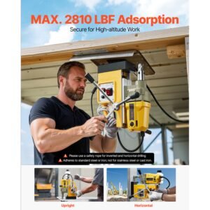 magnetic drill, 1400w motor 1.6 in boring diameter, 2810 lbf portable electric mag drill press, 800 rpm no load speed, drilling machine for metal surface, industrial and home improvement