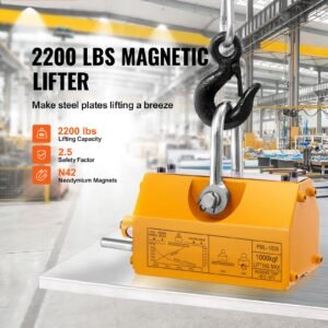 magnetic lifter, 2200lbs/1000kg pulling capacity, 2.5 safety factor, neodymium & steel, lifting magnet with release, permanent lift magnets, heavy duty magnet for hoist, shop crane, block, board