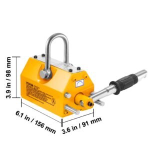 magnetic lifter, 660 lbs/300 kg pulling capacity, 2.5 safety factor, neodymium & steel, lifting magnet with release, permanent lift magnets, heavy duty magnet for hoist, shop crane, block, board