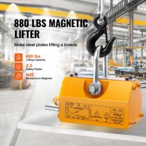 magnetic lifter, 880 lbs/400 kg pulling capacity, 2.5 safety factor, neodymium & steel, lifting magnet with release, permanent lift magnets, heavy duty magnet for hoist, shop crane, block, board