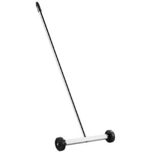 magnetic sweeper with wheels, 15inch mini magnetic sweeper, 8 lbs capacity, adjustable handle, lightweight magnetic pickup sweeper to pick up nails and screws, easy cleanup of workshop garage
