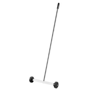 magnetic sweeper with wheels, 15inch mini magnetic sweeper, 8 lbs capacity, adjustable handle, lightweight magnetic pickup sweeper to pick up nails and screws, easy cleanup of workshop garage