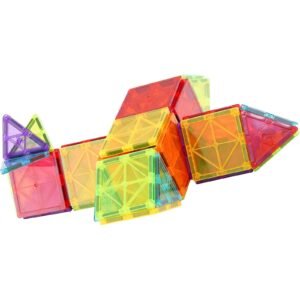 magnetic tiles, 55 pcs magnetic building blocks for kids, magnet building set with car base & 16 digital cards, stem educational construction stacking toys gift for toddlers boys girls aged 4+