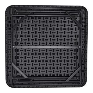 mahjong table, square 4 player folding card table with 4 cup holders & 4 chip trays, portable domino game table with 1 set of dominoes for mahjong poke puzzles, 35.4 x 35.4 inch, black