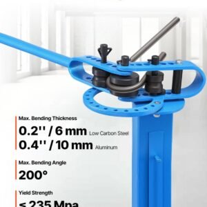 manual bending machine with 14 bending dies, 200° heavy duty bending tool for copper aluminum iron pipes, ideal for hvac air conditioning refrigerator auto repair