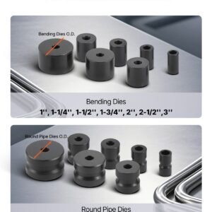 manual bending machine with 14 bending dies, 200° heavy duty bending tool for copper aluminum iron pipes, ideal for hvac air conditioning refrigerator auto repair