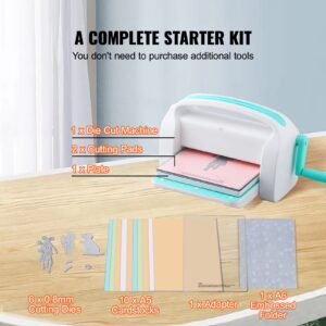 manual die cutting & embossing machine, portable cut machines, 9 inch opening scrapbooking machine full kit included, for arts & crafts, scrapbooking, card making and crafting, white