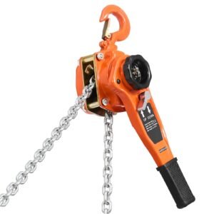 manual lever chain hoist, 1t 2200lbs capacity heavy duty come along, 10ft lift g80 alloy steel chain with dual pawl mechanical brake,360°rotating hooks, for warehouse construction garage