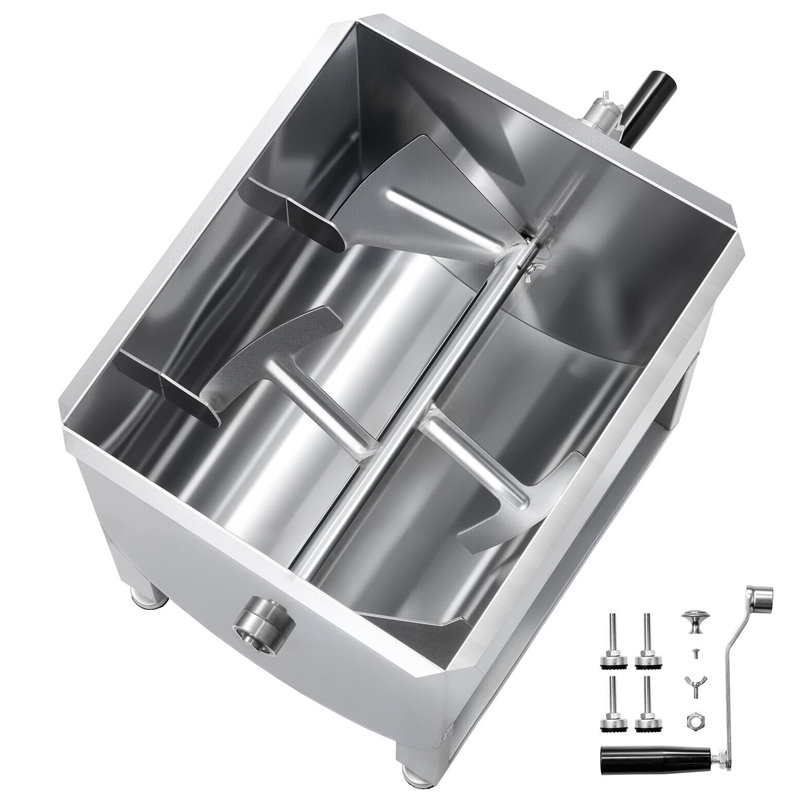 manual meat mixer, 40l fixed tank meat processing equipment(mixing max 80lbs for meat), stainless steel meat mixer, sausage mixer machine with lid handle gear reducer, ground beef hand mixer
