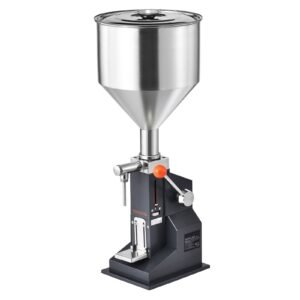 manual paste liquid filling machine, 5 50ml bottle filler, adjustable bottle filling machine, stainless steel liquid filler with hopper for milk water juice essential oil shampoo cosmetic honey