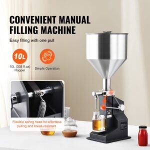 manual paste liquid filling machine, 5 50ml bottle filler, adjustable bottle filling machine, stainless steel liquid filler with hopper for milk water juice essential oil shampoo cosmetic honey