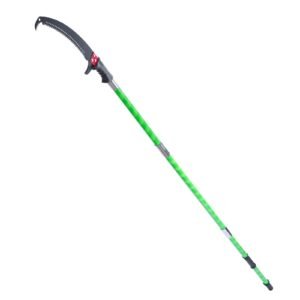 manual pole saw, 3.87 27 ft extendable pole tree pruner, sharp 65mn steel blade, lightweight fiberglass handle pole, double hook saw for high branch trimming, pruning tool for palms, shrubs