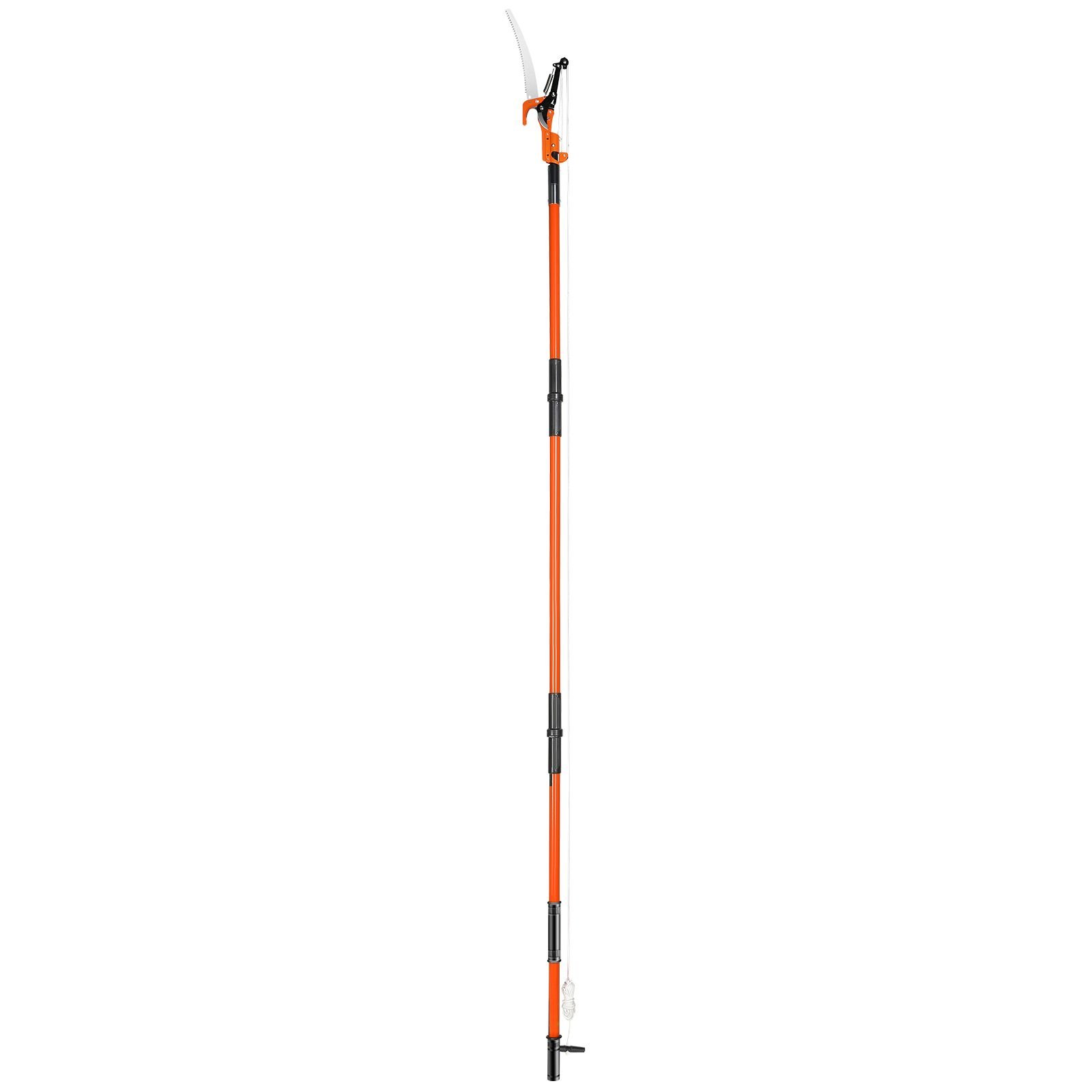 manual pole saw, 7.3 27 ft extendable tree pruner, sharp steel blade and scissors high branches trimming, branch trimmer with lightweight 8 fiberglass handles, for pruning palms and shrubs
