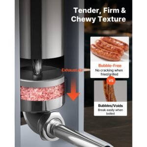manual sausage stuffer, 11 lbs / 5 l vertical meat stuffer, heavy duty sausage casing meat stuffing machine, dual speed stainless steel filler with 5 filling tubes, for commercial and home use