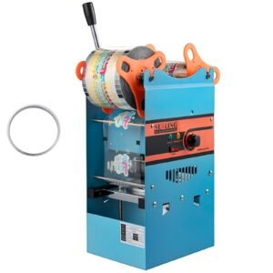 Manual Tea Cup Sealer Machine, 300-500 Cup/h Manual Boba Tea Sealer Machine, Blue Boba Tea Sealing Machine, 90/95mm Cup Diameter Cup Sealing Machine with Heating Technology for Bubble Milk Tea