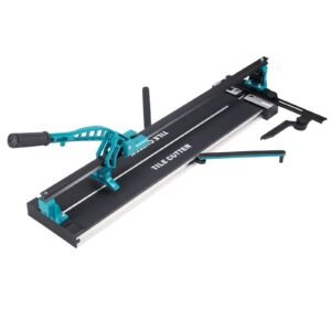 manual tile cutter, 32 inch, porcelain ceramic tile cutter with tungsten carbide cutting wheel, infrared positioning, anti skid feet, durable rails for professional installers or beginners