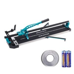 manual tile cutter, 40 inch, porcelain ceramic tile cutter with tungsten carbide cutting wheel, infrared positioning, anti skid feet, durable rails for professional installers or beginners