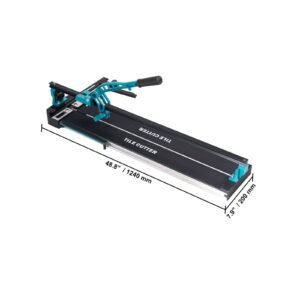 manual tile cutter, 40 inch, porcelain ceramic tile cutter with tungsten carbide cutting wheel, infrared positioning, anti skid feet, durable rails for professional installers or beginners
