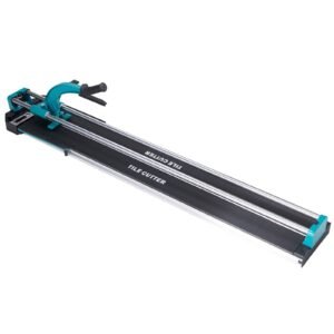 manual tile cutter, 48 inch, porcelain ceramic tile cutter with tungsten carbide cutting wheel, infrared positioning, anti skid feet, double rails for professional installers or beginners