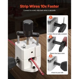 manual wire stripping machine, 0.06 1 in, portable copper stripper with hand crank or drill powered, 64mn quenched blades, 45# steel rollers, abs & pc wire peeler, for scrap copper recycling