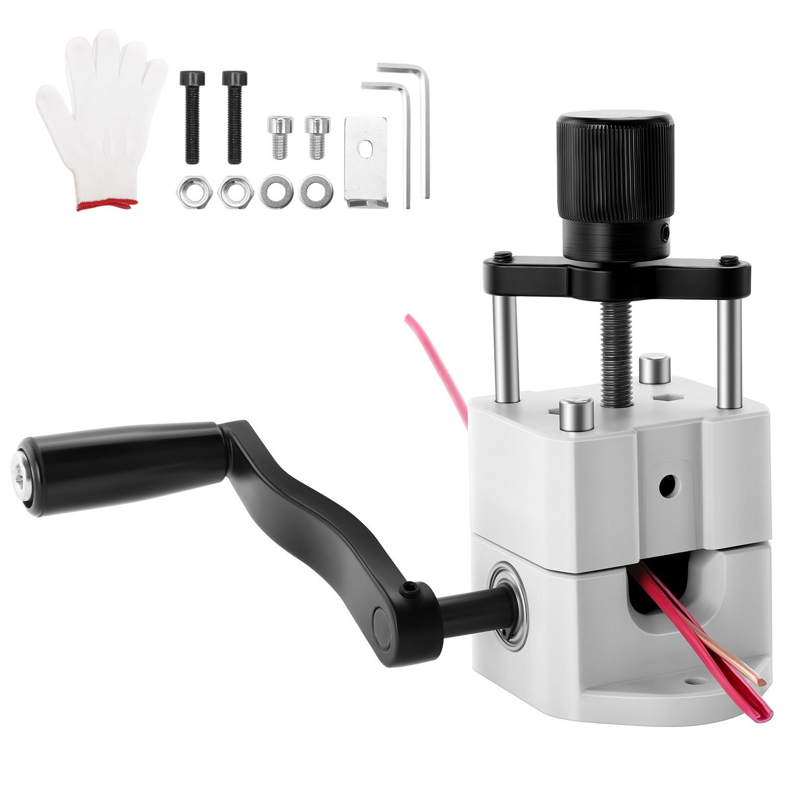 manual wire stripping machine, 0.06 1 in, portable copper stripper with hand crank or drill powered, 64mn quenched blades, 45# steel rollers, abs & pc wire peeler, for scrap copper recycling