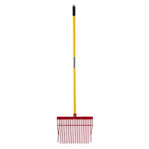 Manure Fork, 18 Angled Tines, Horse Manure Rake with Long Fiberglass Handle, 61 in Durable Plastic Pitchfork Muck Rake Tool for Gardening Horse Stall Stable Grass Hay Cleaning Farm Work