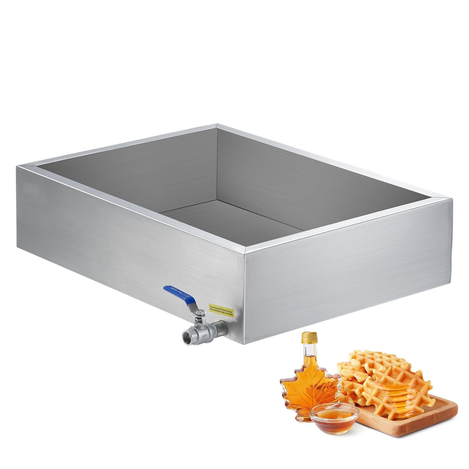 maple syrup evaporator pan, 11.2 gallon, 162 cups of 8.8oz maple syrup, flat evaporator pan with 1 valve and 3 heating methods, 304 stainless steel maple syrup pan for home, outdoor