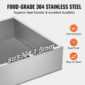 maple syrup evaporator pan, 17.5 gallon, 254 cups of 8.8oz maple syrup, flat evaporator pan with 1 valve and 3 heating methods, 304 stainless steel maple syrup pan for home, outdoor
